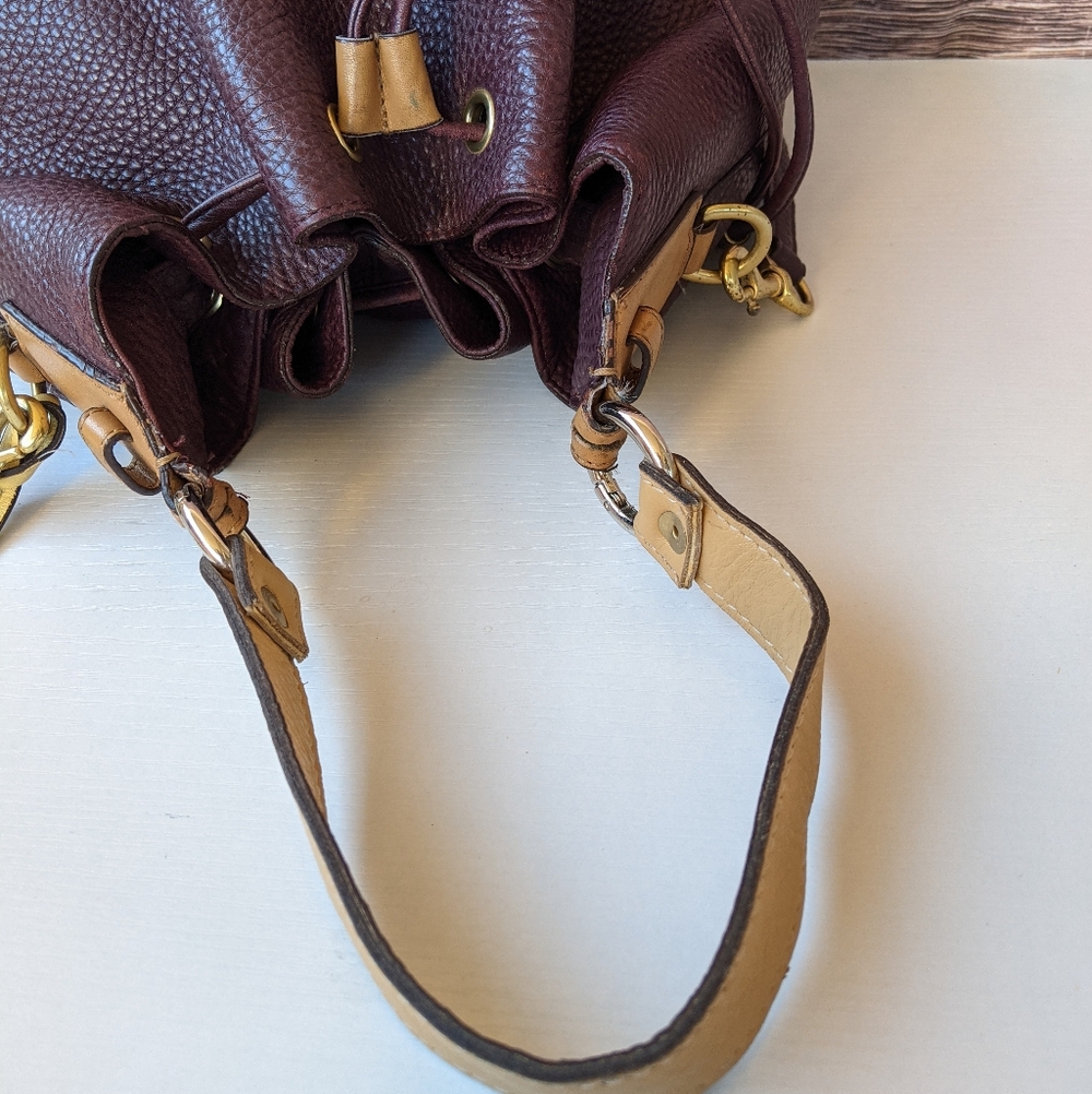 Coach Dark Brown Pebbled Leather Drawstring Hobo with Gold Hardware - Picture 7 of 11